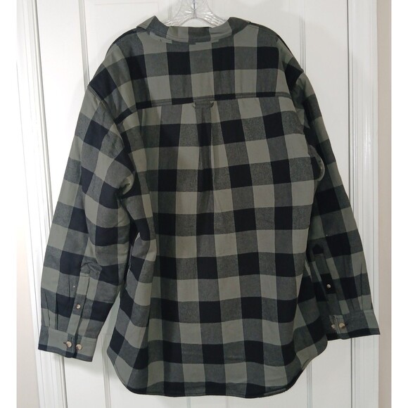 RedHead Flannel Jacket Mens XL Plaid Sherpa Button Down Shacket Black/Green NWTs - Picture 7 of 15